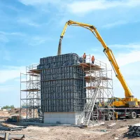 Bridge pier formwork on infrastructure site